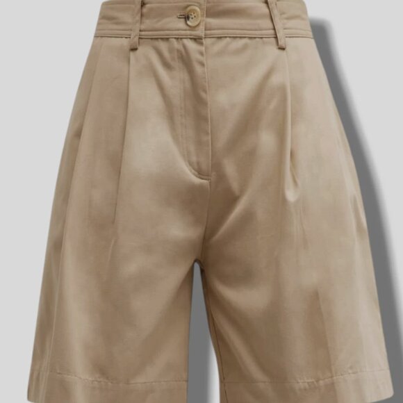 Toteme Women's Beige Pleated Cotton Twill Shorts Size 34 - Picture 4 of 4